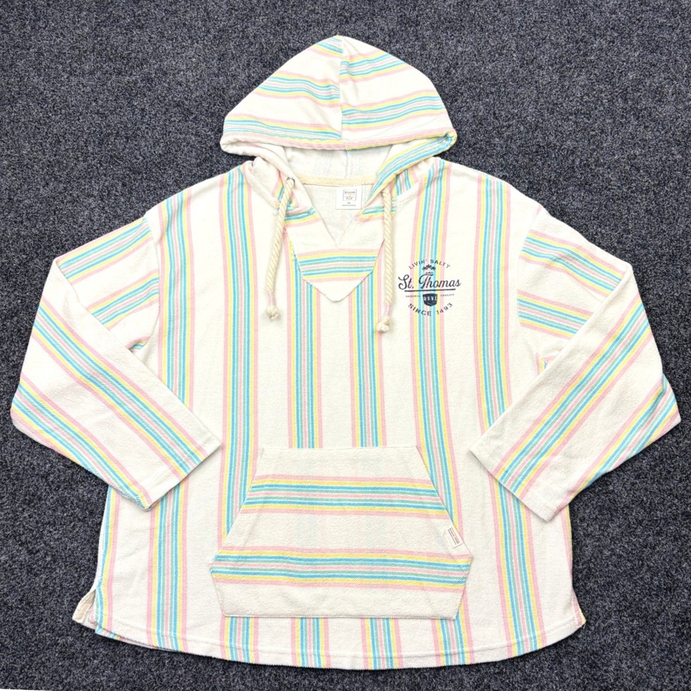 Bloom‎ + Pop Womens Size XL St Thomas USVI Pastel Stripe Baja Hoodie Sweatshirt